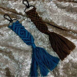 Boho Macrame Woven Keychain Clip or Purse Tassel  Tag